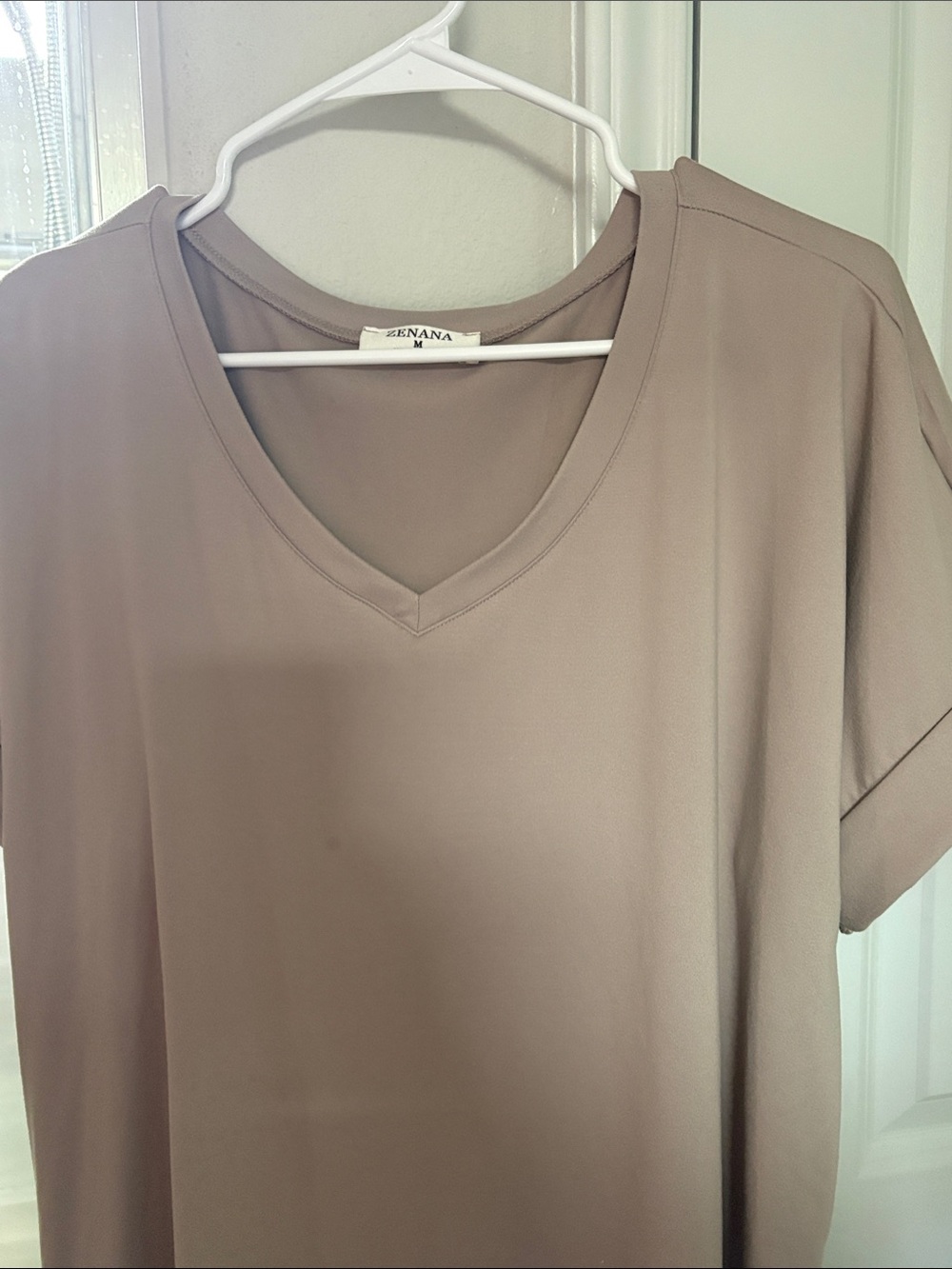 Zenana Taupe V-Neck Women's Top